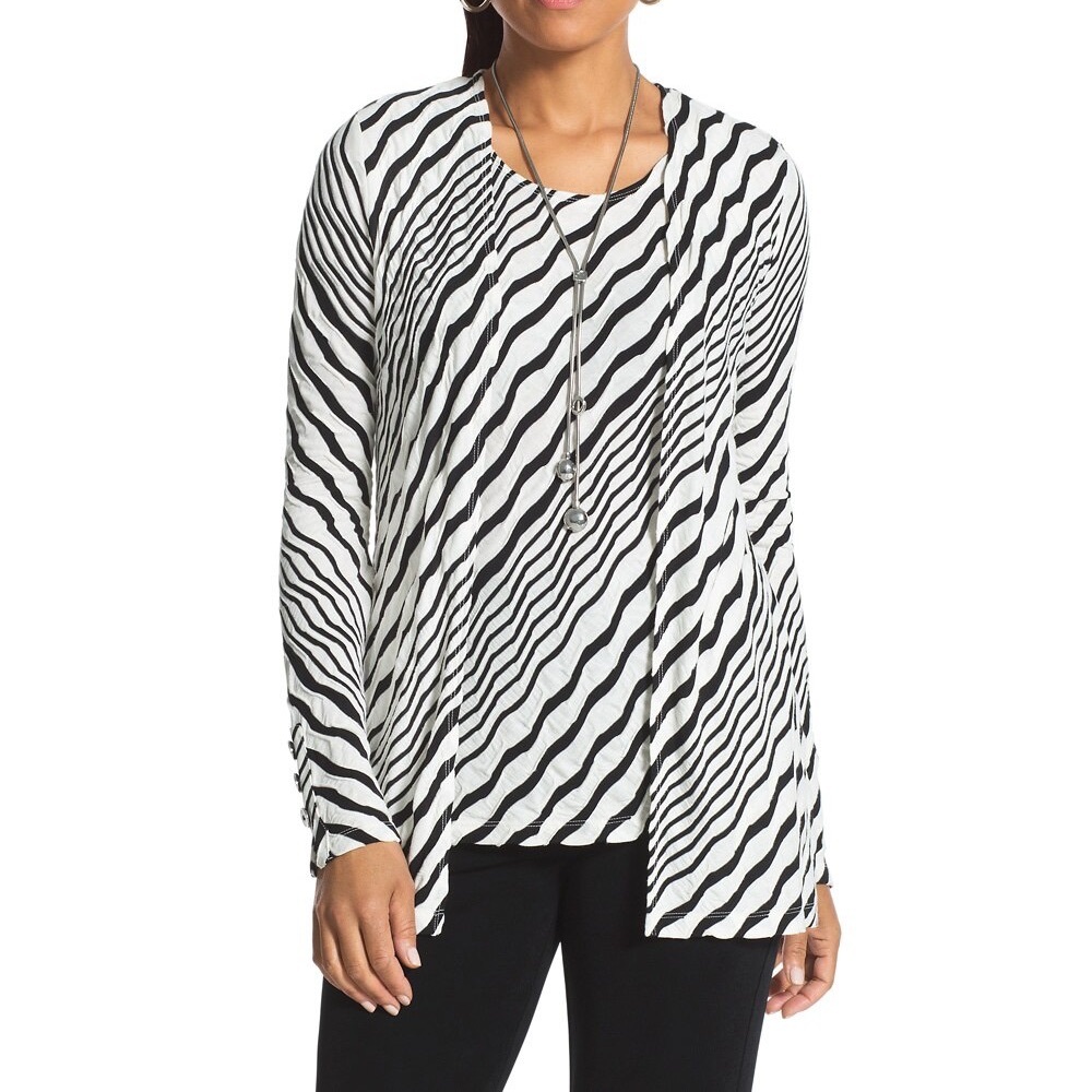 Chico’s Drape Front Black and Cream Size XS
